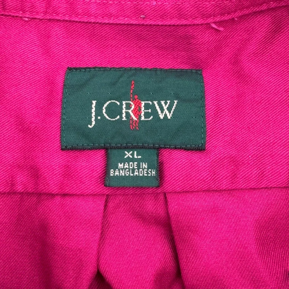 J. Crew Oarsman Mens Magenta Button Up Long Sleeve Shirt Size XL Cotton Pockets‎
